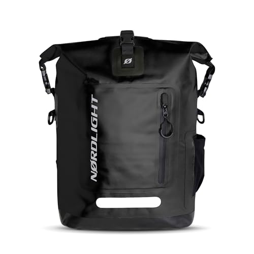 Nordlight Wasserdichter Rucksack Roll Top 25L - Hybrid 25" (Schwarz) | Dry Bag Rucksack mit 15 Zoll Laptopfach, Außen- und Innentaschen, gepolsterter Tragesystem