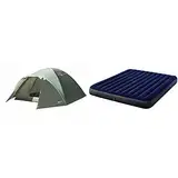 High Peak Kuppelzelt Nevada 3, Campingzelt mit Vorbau, Iglu-Zelt für 3 Personen, doppelwandig, wasserdicht L 205cm x W 205cm x H 120cm & Intex Luftbett, 64755, bunt, 183 x 203 x 25 cm