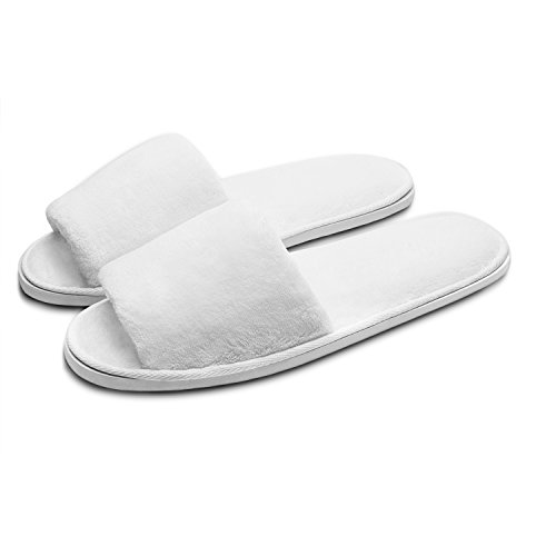 AhfuLife 5 Paar Hotelslipper weiß offen, Frottee Slipper, Spa-Hausschuhe, Badeslipper, Einweg Pantoffeln für Damen und Herren, gästehausschuhe Set Unisex (numeric_36, 36/38 EU,5 Paar - Offen)