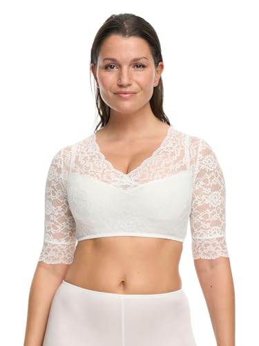 Susa Damen 5568 Wiesn-Zauber Dirndl-Bluse halbarm, Ivory, 38