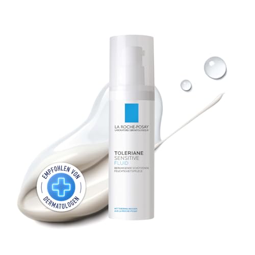 La Roche Posay Gesichtsfluid für fettige und Mischhaut, Intensiv beruhigend, Für 48 Stunden Feuchtigkeit, Mit Glycerin, Niacinamid und Thermalwasser, Toleriane Sensitive Fluid, 40 ml