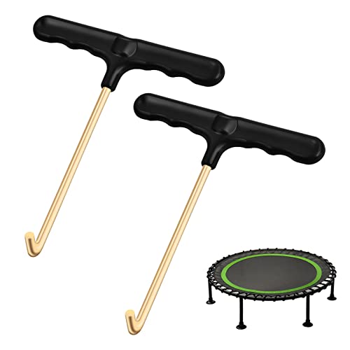 Pinsheng 2 Stück Trampolin Werkzeuge Metall Trampolin Federzug T-Haken, Trampolin Federspanner Trampolin Feder Hook Zelthering Abzieher für Jumping Trampolin