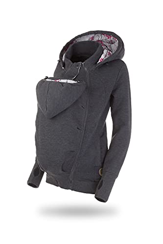 fun2bemum Baby Tragejacke für Mama Känguru Kapuze Pola Graphite/Cherry VORNE/HINTEN (XL)