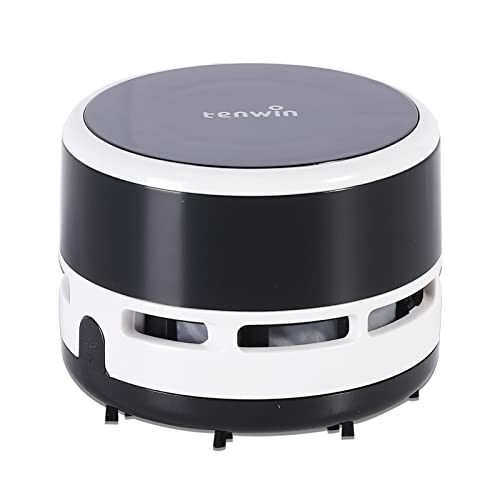 Tihoo tenwin Tragbarer Mini-Desktop-Staubsauger, kabellos, batteriebetrieben, Tastatur, Laptop, Desktop-Reinigung, Home Office, Schwarz