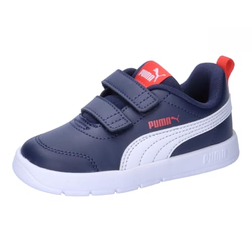 PUMA Unisex Baby Courtflex V3 V Inf Sneaker, Navy White Red, 24 EU