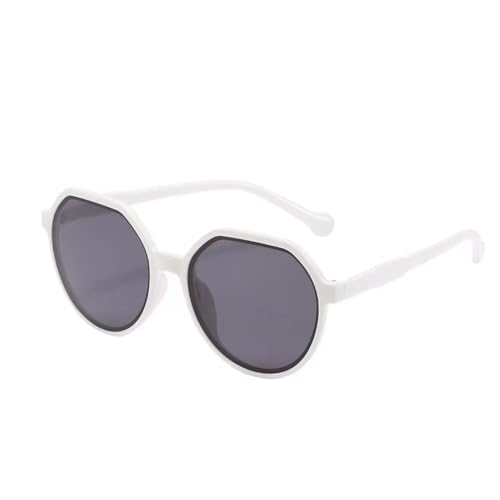 Modische Runde Sonnenbrillen Einfarbige Stilvolle Sonnenbrillen für Alltag Freizeit (White, One Size)