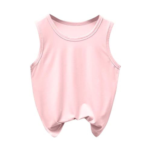 XINYUNZU Tank Top Kinder Sommer Shirt Ärmellos Bequeme Unterhemd Leicht Freizeit Tanktop Rundhals Einfarbige Unterhemden für Jungen und Mädchen Rosa 2 Jahre