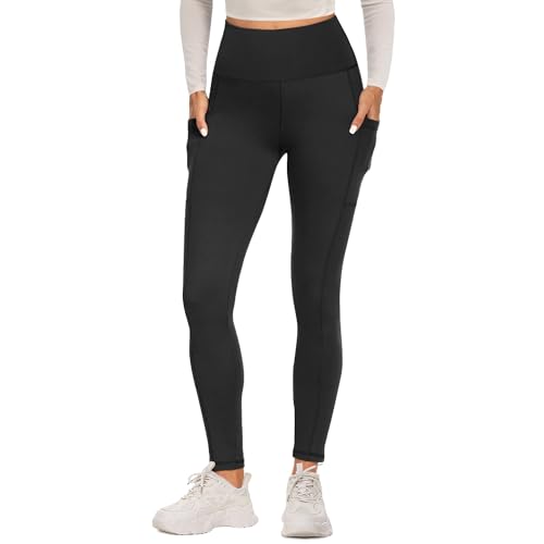 FOTOCITI Sport Leggings Damen mit Tasche High Waist Sportleggins Lang Blickdicht Sporthose Push Up Yogahose Bauchweg Laufhose Fitnesshose Hose(Schwarz, S-M)