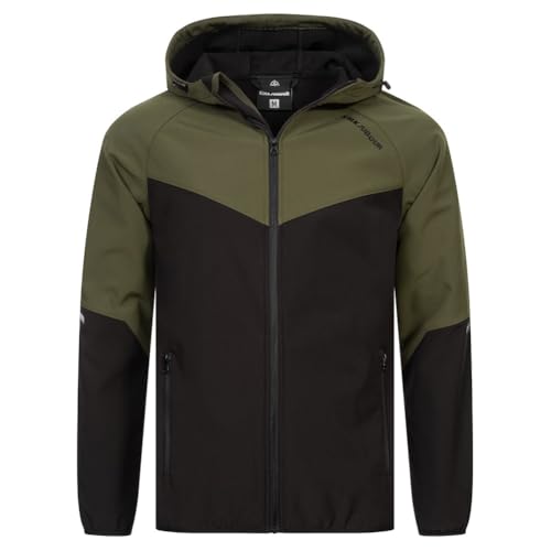 Kirkjubøur® Hestur Herren SOFTSHELLjacke 10.000 mm Wassersäule mit Kapuze und Fleecefutter, atmungsaktiv und wasserabweisend (DE/NL/SE/PL, Alphanumerisch, 3XL, Regular, Regular, Njordr Grün)