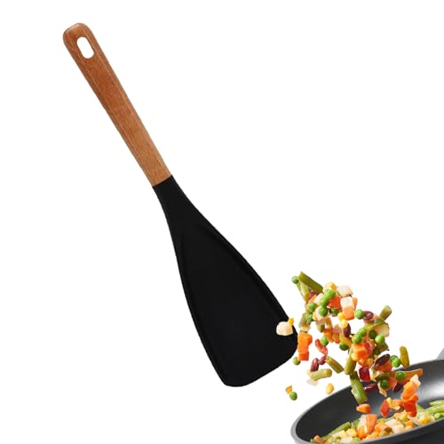 Facilitatek Cooking Spoon, Facilitatek Spatula, Multifunction Spatula Cooking Spoon, Silicone Heat Resistant, for Nonstick Cookwares (Black)