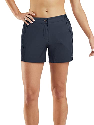 33,000ft Wanderhose Damen Kurz, Cargo Shorts Bermuda Stretch Leichte Laufshorts Sommer UPF50+ Kurze Hose für Wandern, Camping, Reisen Neu Dunkles Holzgrau 38