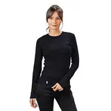 ALPIN LOACKER 100 Merino Langarmshirt Damen 230g/m2 I Feinste Merinowolle Unterwäsche I Langarm Wandershirt für Outdoor und Sport, Schwarz M