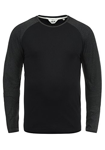 Solid SDBastien Herren Longsleeve Langarmshirt Shirt mit Rundhalsausschnitt Baumwollmischung Regular fit, Größe:3XL, Farbe:Black (9000)