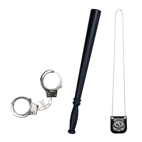 Wilhelm Sell® 3-teiliges Kostüm Zubehör Set Polizei - ideales Outfit & Accessoire für Fasching, Karneval, Halloween, Geburtstag, Motto-Partys und Fastnacht (03-teilig - Polizei-Set 3)