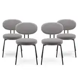 COLAMY Esszimmerstühle 4er Set, Moderne Küchenstühle Esszimmer Stühle, Polsterstuhl Dining Chairs Kleine Runde Metallseitenstühle Mit Gekrümmter Rückenlehne Für Esszimmer, Küche, Restaurant, Grau