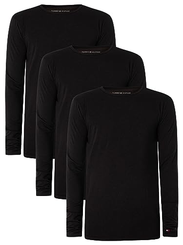 Tommy Hilfiger Herren Langarmshirts Basic, Schwarz (Black/ Black/ Black), S