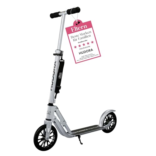 HUDORA BigWheel 205 Scooter - Stabiler Aluminium-Roller - Höhenjustierbarer & zusammenklappbarer Cityroller mit Ständer - Sportlicher Kinder- & Erwachsenenroller für bis zu 100kg