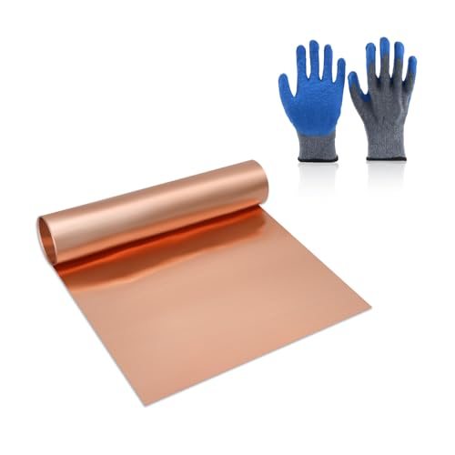 Uxney kupferband Kupferblechrolle, Kupferblech 3500 x 100 x 0.01 mm, anwendbar für verschiedene Hausreparatur- und Heimwerkerprojekte