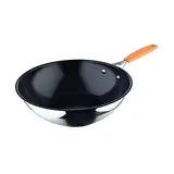 San Ignacio Compact - 28 cm Wok - Geschmiedetes Aluminium - Innenraum Whitford Fusion in Schwarz Schwarz - Äußeres im Matt -Finish - Induktionsliste - Edelstahlgriff Detaildetails Details