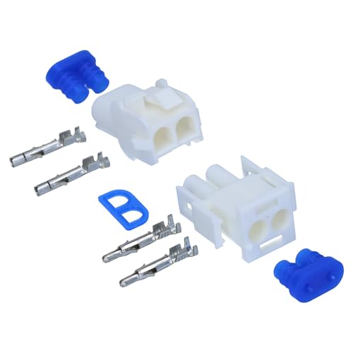 Kalitec KALI-1102 Universal MATE-N-LOK Set 2 polig mit Kontakten und Dichtungen IP 57 I Elektrikstecker weiß I Polyamid 6.6 I Steckverbinder gedichtet für Beleuchtung, Leiterplatten I -55°C bis +105°C