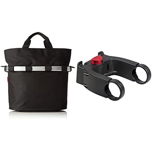 KlickFix Farradtasche Bikebasket Oval S Schwarz, 34 x 31 x 17.5 cm & Unisex Zubehör Lenkeradapter, Schwarz (Model 0211EB), One Size Ohne Schloss EU