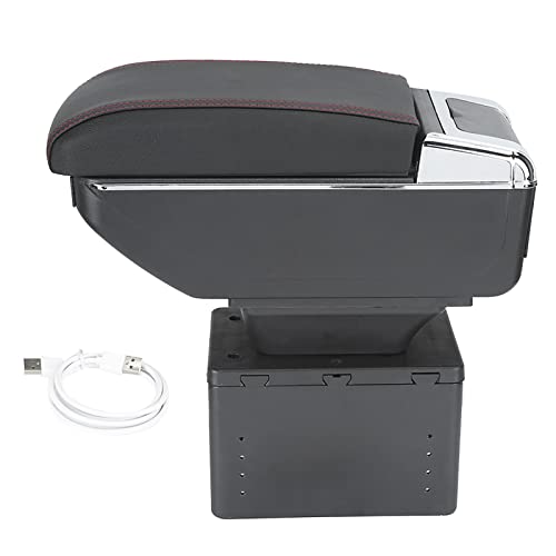 Auto Mittelarmlehne, Mittelkonsole Doppelschicht Armlehne Box, Universelle Mittelkonsole Armlehnen mit USB Anschlüssen, Verstellbarer Aufbewahrungsbox für die meisten Fahrzeuge LKW