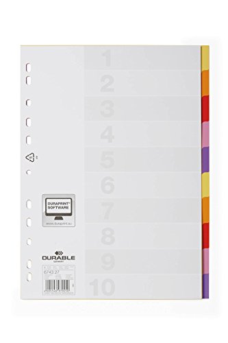 Durable 674327 Varicolor Kunststoffregister (mit 10 farbigen Taben und Deckblatt) 1 Stück