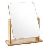 Lnjya Standspiegel Klein, Stehend Holz Beauty Kosmetikspiegel, 28 x 24 cm Schminkspiegel, Freistehend Tischspiegel für Schminktisch Schreibtisch, Schlafzimmer, Badezimmer - Abnehmbar, Einfachen