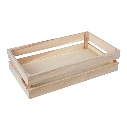 Rayher 62728000 Holzkiste Latten-Optik, 35,5 x 20,3 x 8,4 cm, Holz FSC zertifiziert, plus 2 Wandhaken, Pappelholz glatt geschliffen, Lattenkiste zum bemalen, Natur