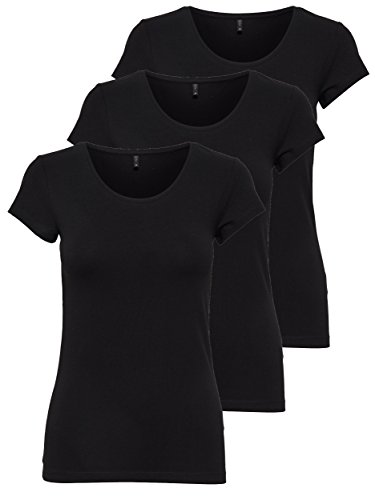 ONLY 3er Pack Damen T-Shirt 15209153 Black-M