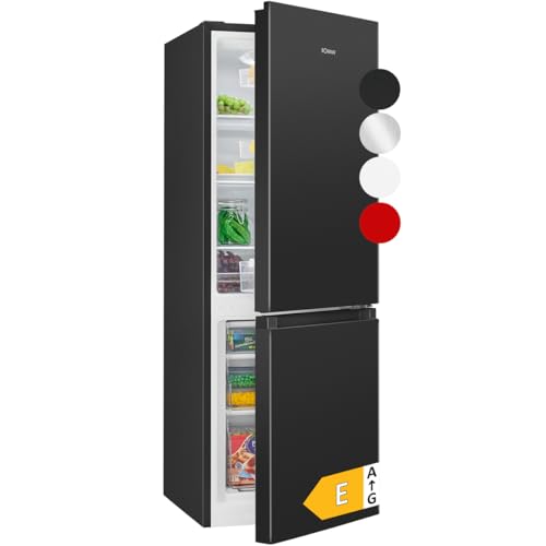 Bomann® Kühlschrank mit Gefrierfach | Energieklasse E | 143cm | Kühl Gefrierkombination leise 39 dB | 3 Ablagen & 3 Schubladen | Türanschlag wechselbar | 175L Kühlgefrierkombi | KG 320.2 schwarz