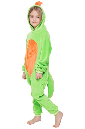 corimori - Byte der Dinosaurier Kinder Jungen Mädchen Onesie Jumpsuit Anzug Kostüm Verkleidung (Gr. 110-130 cm), Grün