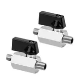 Messing Mini Kugelhahn, 2 Stück Messing Vernickelt Kugelhahn 1/8" AG x 1/8" AG, Kugelhahn Absperrhahn mit Griff für Wasser, Öl, Garten
