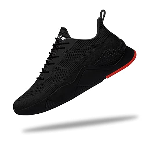 ZVC Arbeitsschuhe Herren Sicherheitsschuhe Herren Damen Leicht Atmungsaktiv Schutzschuhe mit Stahlkappe Sportlich Sneakers (Schwarz, 44EU)