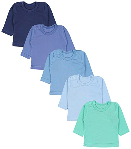 TupTam Baby Jungen Langarmshirt 5er Pack, Farbe: Dunkelblau Jeans Blau Mintgrün, Größe: 104