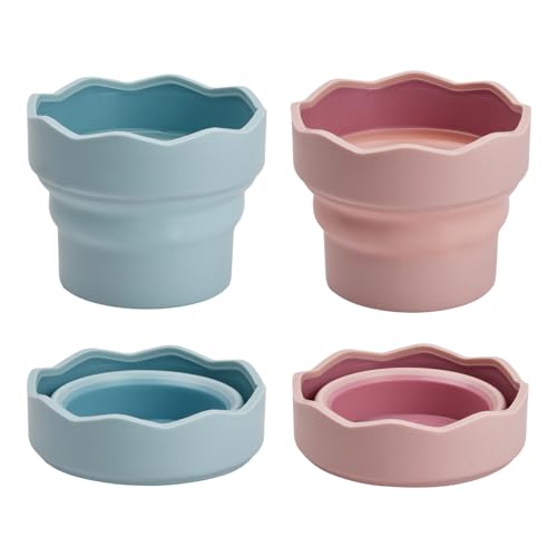 Pinsheng 2 Stück Malerei Pinsel Waschen Eimer Silikon Faltbarer Malerei Wasserbecher Pinsel Waschen Eimer Pinselreiniger Waschen Eimer Pinsel Halter für Drinnen und Draußen Malerei