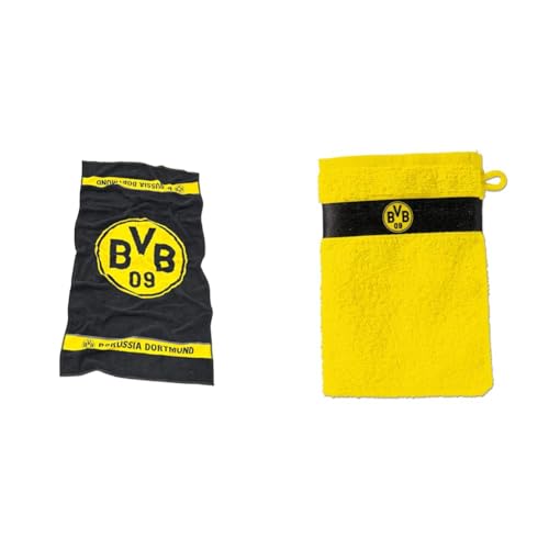 Borussia Dortmund BVB-Duschtuch Emblem 70x140 cm one Size & Unisex Kinder vaskehandske gul Waschhandschuh, Schwarz/Gelb, 20 x 10 1 cm EU