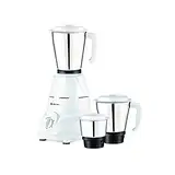 Bajaj Rex Indian Mixer Grinder 500W|Mixie For Kitchen With Nutri-Pro Features White|3 SS Mixer Jars For Heavy Duty Grinding|Extra International Adaptor|1 Month Warranty|2 Year Motor Warranty