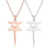 ZENRUIMING 2 modische Tokyo Hotel Halsketten, minimalistischer Edelstahl Tokyo Hotel Anhänger, Herren und Damen Bekleidungszubehör (Roségold + Silber)