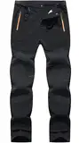 BenBoy Herren Wanderhose Wasserdicht Skihose Softshellhose Winddicht Outdoorhose Winter Warm Gefüttert Trekkinghose Snowboardhose KZ3028M-Black-L