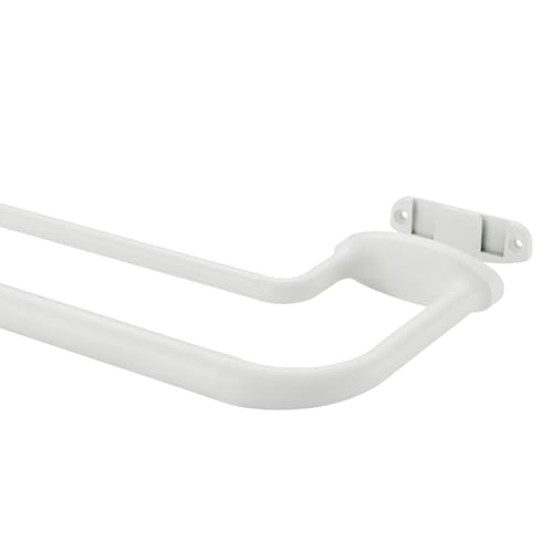 Mayrhyme Doppelgardinenstangen für Fenster, 71,1–121,9 cm, 2,5 cm, verstellbar, doppelt umlaufende Verdunkelungsvorhangstange mit Aluminium-Endstücken und Halterungen, mattweiß