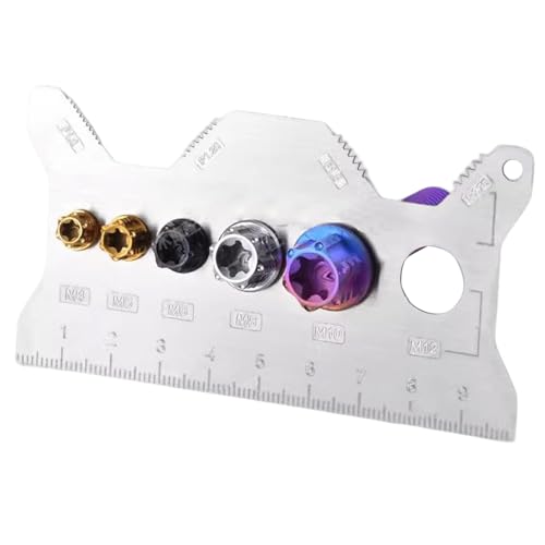 Bolt Gauge Sizing Tool, Nut and Thread Identifier, 5.91x2.36 Inches Portable Stainless Double Sided Gauge for Accurate Measuring in Workshop, Furniture Installation, Repair Shop Use
