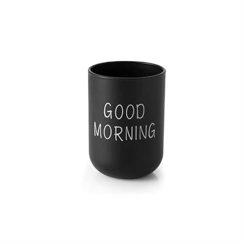 TRgqify-KM Stroh Cartoon Mundwasser Tasse Kreative Zahnbürste Tasse Kunststoff Tasse Zahnbürste Zahnbürste Tasse Badezimmer (Color : Black-10x7cm)