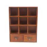 Areao 9 Fächer Setzkasten, Holz Schublade Organizer Holzregal Bücherregal Desktop Storage Cabinet Standregal Aufbewahrungsregal mit 2 Schubladen Für Home Office Desk Organisation 33,3 X 10 X 42,5cm