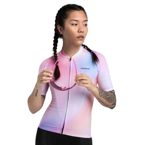 SIROKO - Radtrikot für Damen M2 Aura - M - Bubblegum Pink/Hellblau