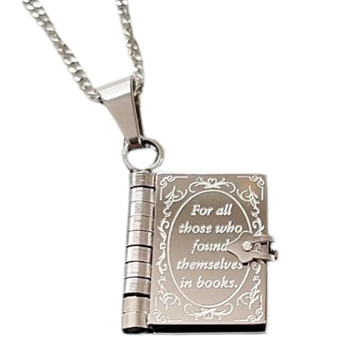 Guvbkfaw Kette Damen Buch Buch Halskette Book Lovers Necklace Buch Kettenanhänger Buch Medaillon Halskette Personalisierte Buch Anhänger Halskette Lesebuch Halskette Für Damen Geschenke Für Leseratten