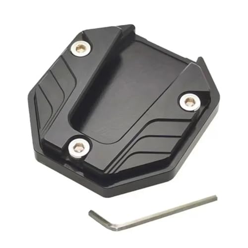 OJAMWXZU Motorrad Ständer Fuß Seitenverlängerung Pad Motorrad Kickstand Pad Anti-Skid Enlarger Basis Unterstützung Erweiterung Enlarger Roller Moped Fuß Pad CNC Aluminium Legierung(Black)