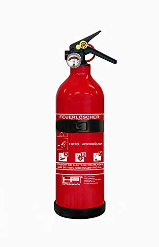 HP-Autozubehör 10151 Auto Feuerlöscher ABC 1kg Pulverlöscher nach DIN EN 3, Rot