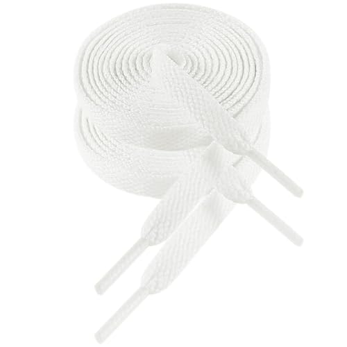 VSUDO 120 cm Flach Sneaker Schnürsenkel Weiß, 8mm Breite Weiße Schnürsenkel, White Sneaker Shoelace, Ersatz Weisse Schnürsenkel für Frauen oder Männer (1 Paar-Weiß-120cm)