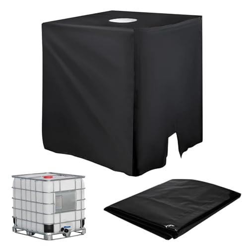 Tank Abdeckung 1000L, 120*100*116 cm Container Cover Anti-UV Schutzhülle, Wassertankplane Passend für Outdoor-Eimercontainer Wassertankcontainer Regentonne (Schwarz)